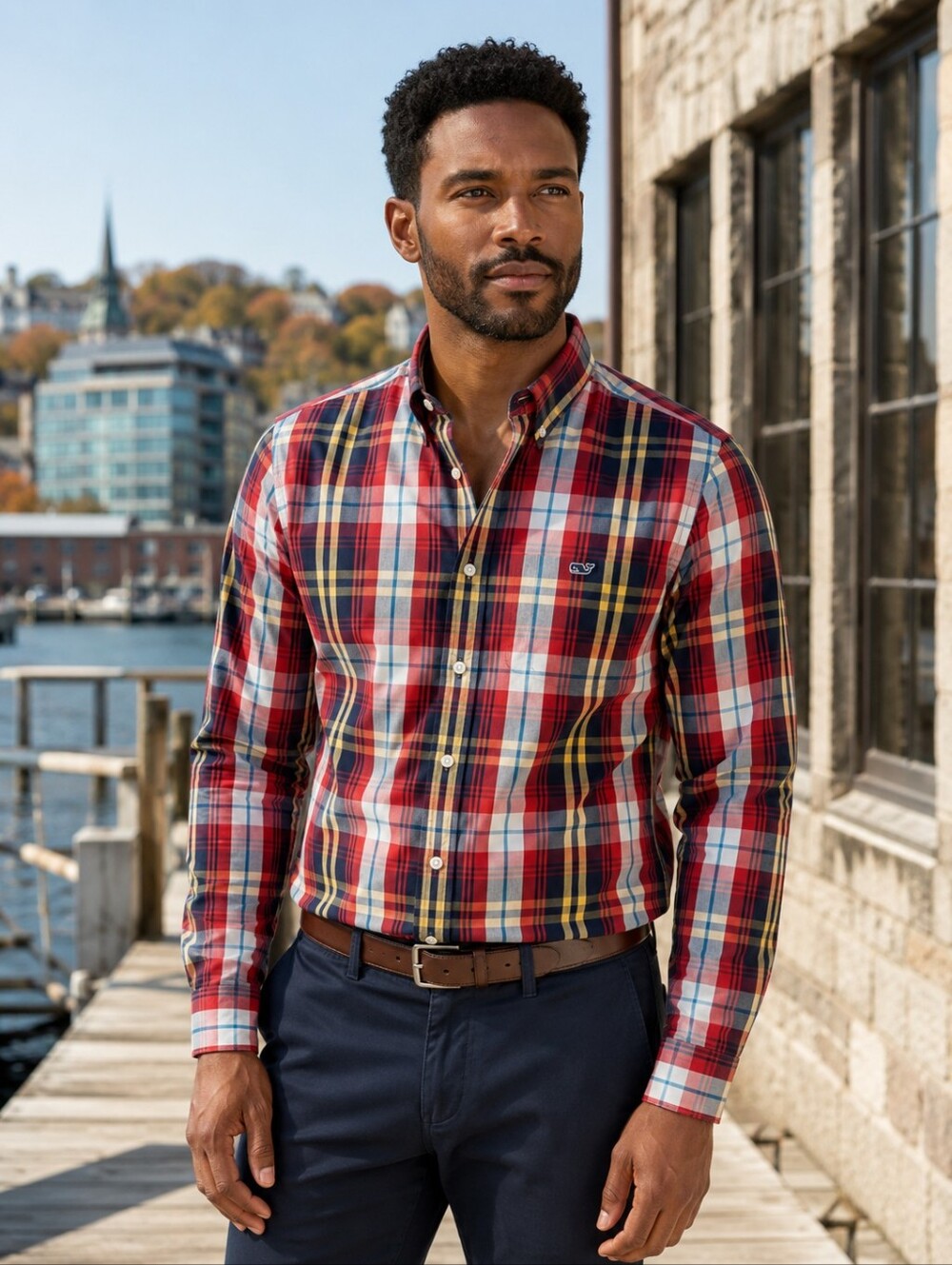 Vineyard Vines Slim Fit Whale Shirt Red Plaid Button Down NWT Men's L